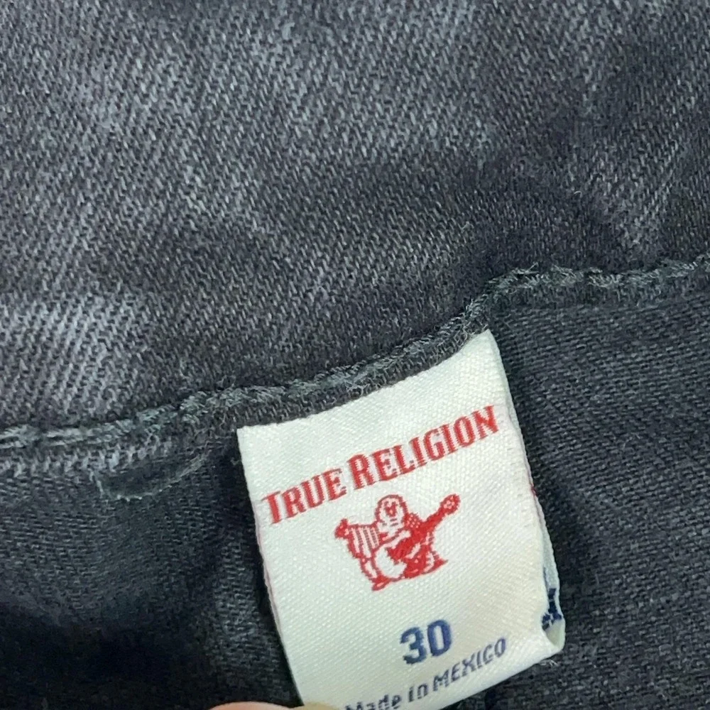 True Religion Jeans Mens 30x34 Black Geno Relaxed Slim Straight Stretch Denim